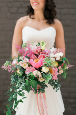 coral charm, coral bouquet, peony bouquet, spring bouquet,