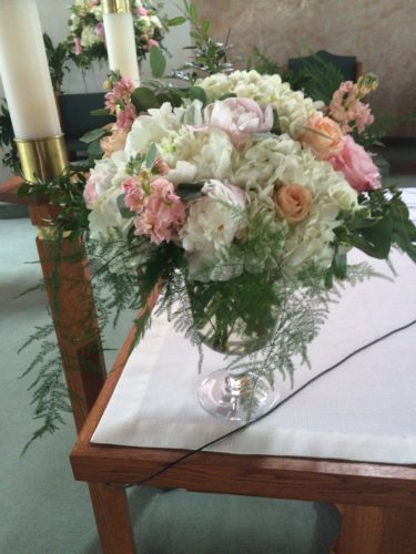 catholic wedding, altar flowers